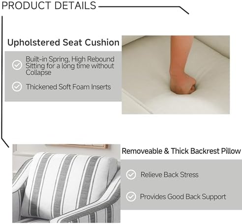 Swivel Accent Chair, Striped Armchair - Image 7