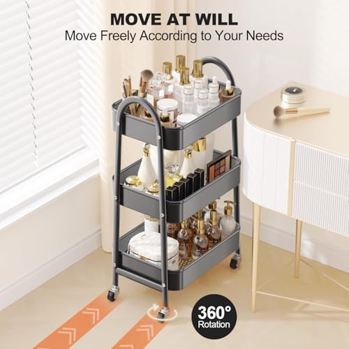 EAGMAK 3 Tier Rolling Cart, Large Metal Storage Cart - Image 4