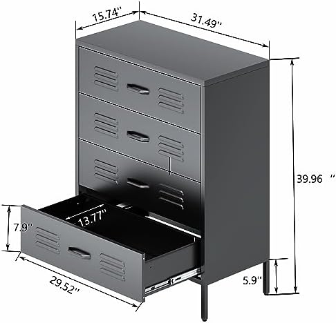 Washsemba Metal 4 Drawer Dresser, Chest of Drawers - Image 3