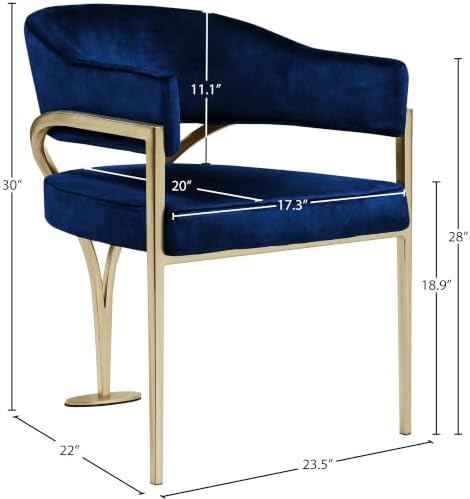 Meridian Furniture 553Navy-C Madelyn Collection Modern | Contemporary Velvet - Image 3