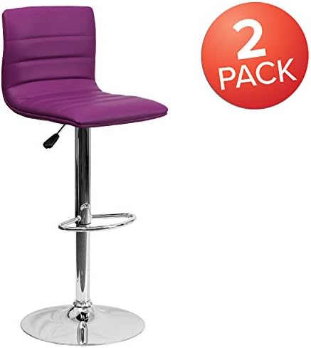 Flash Furniture Vincent 2 Pack Modern Purple Vinyl Adjustable Bar Stool - Image 4
