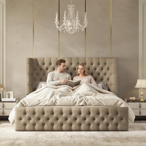 Jocisland Cal King Bed Frame Sleigh Headboard & Footboard - Image 3