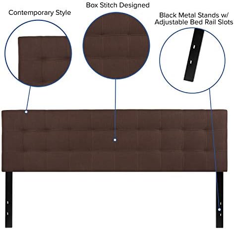 Flash Furniture Bedford Tufted Upholstered King Size Headboard in Dark Brown - Image 3