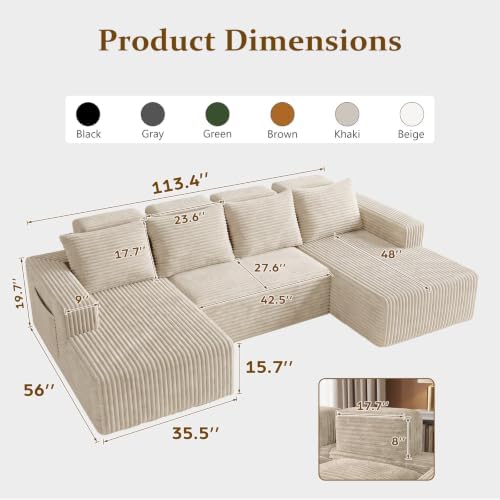 Boneless Couches for Living Room 113" - Image 2