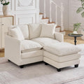 51'' Cloud Loveseat Couch with Ottoman, Love Seats Cloud Sofa with 2 Throw by HOCAT