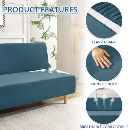 XINEAGE Velvet Futon Cover, Stretch Armless Futon Slipcover - Image 5