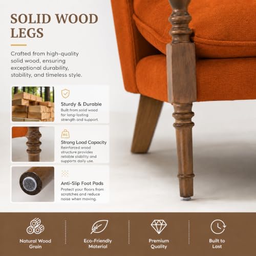 Accent Chair for Living Room, Farmhouse Linen Fabric Spindle Accent Chair - Image 5