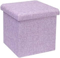 B FSOBEIIALEO Storage Ottoman Cube, 11.8" Linen Small Ottoman, Light Purple by BFSOBEIIALEO