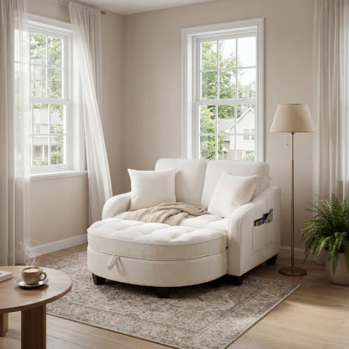 ERYE Chenille Tufted Loveseat Sofa and Ottoman Set by ERYE