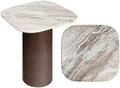 JONATHAN Y Milos 18" Square Natural Marble Pedestal Accent Table by JONATHANY