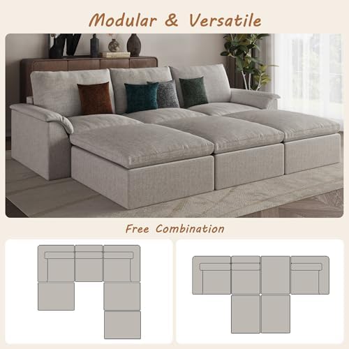 EASE MOOSE 115" Cloud Sleeper Sofa, Boneless Modular Couch - Image 5