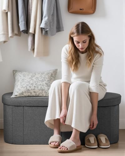 AmasSmile Oval Ottoman Storage Bench - Image 4