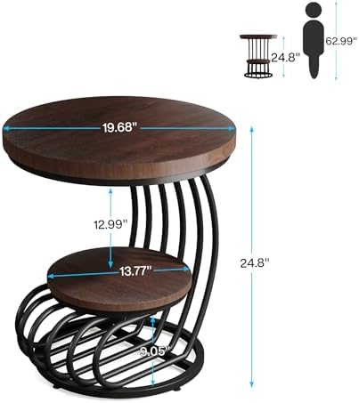 Tribesigns Round End Side Table: Side Table - Image 2