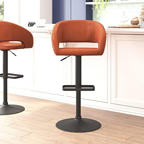 Flash Furniture Vinyl Adjustable Barstool, Cognac/Black - Image 2