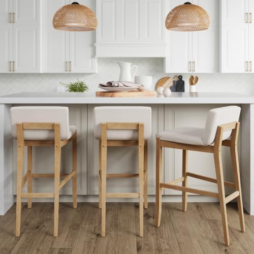 Nathan James Gracie Modern Upholstered Bar Stool, Wooden Bar Stool by Unknown