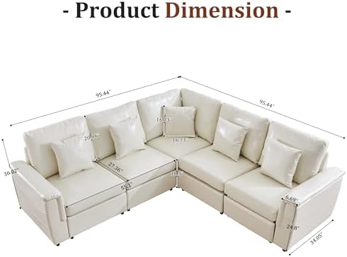 ORRD Oversized Corner Modular Sectional Sofa, L Shape Faux Leather Sectional - Image 2