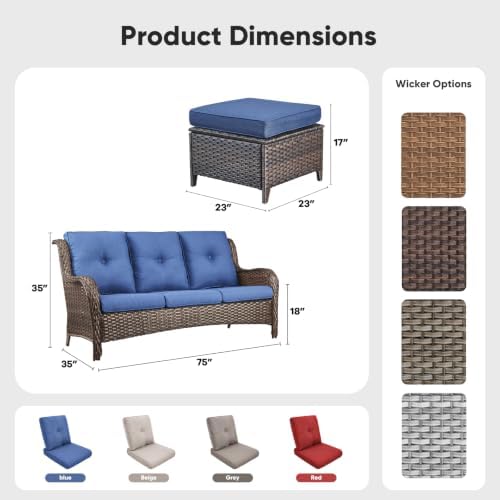 Belord 3-Piece PE Wicker Outdoor Sofa - Image 2