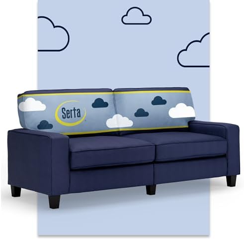 Serta Palisades 78" Track Arm Sofa, Easy Care Polyester, Soft Pillow Back by Serta
