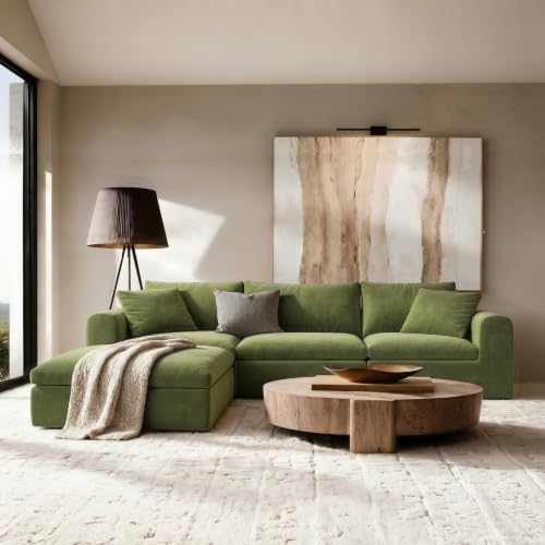119" Modular Sectional Cloud Sofa, No Assembly Boneless Couch by BERRYNEST