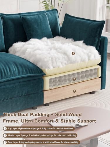 70.8" Loveseat Sofa with 2 Ottoman, 4 Seater Deep Seat Cloud Couch - Image 4