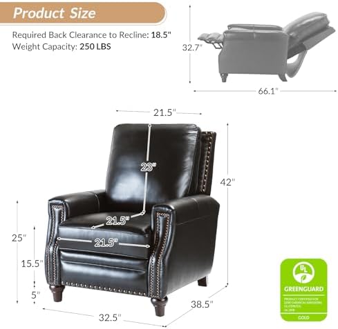 HULALA HOME Genuine Leather Manual Recliner - Image 2