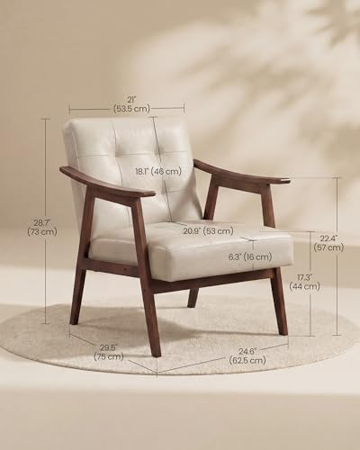 VASAGLE Accent Chair, PU Leather Armchair, Button Tufted, Thick Cushion - Image 2