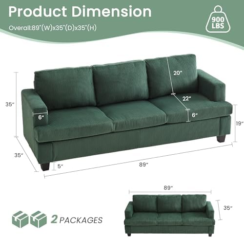 YOUDENOVA Sofa, 3 Piece Set Comfy Sofa, Loveseat & 2 3-Seater Couch - Image 2