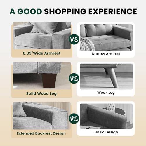 DOPEDIO 71.25" Sofa Set, Chenille Loveseat & 2 Accent Chairs, Light Gray - Image 5