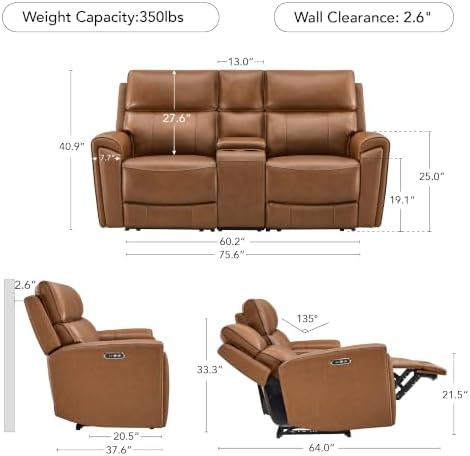 CHITA Genuine Leather Power Reclining Sofa, Loveseat - Image 2