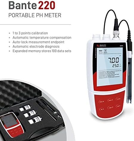 Bante 220 Portable pH Meter, ±0.01 pH Accuracy, 1 to 3 Points Calibration - Image 2