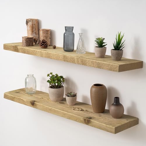 Acovy 36" Unfinished Solid Reclaimed Wood Floating Shelves, Rustic Heavy-Duty by Acovy