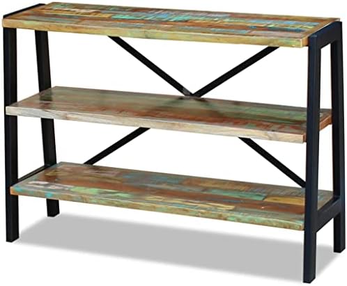 Multicolor Reclaimed Wood Side Table, Small Rectangular Storage Furniture - Image 5
