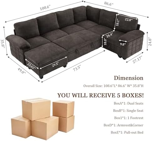 Modern L-Shape Sleeper Sofa - Image 2