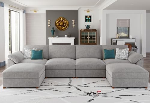 EASE MOOSE Oversized U Shape Sectional Modular Sofa, Wide Deep seat Sectional by EASEMOOSE