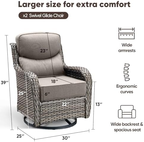 Swivel Patio Chairs sofa Set of 2 - Image 2