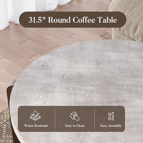COSIEST Modern 2-Piece Faux Marble Round Coffee & Side Table Set - Image 5
