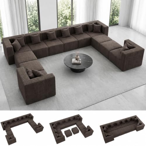 MONVANE 185" U-Shaped 12 Seat Modular Sectional Cloud Couch by MONVANE