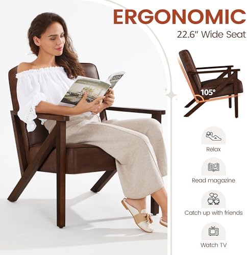 Yaheetech Mid-Century Accent Chairs Set of 2, Dark Brown - Image 5