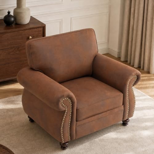 Couchus 42”W Mid-Century Accent Chair, Single Sofa, Caramel Rust by COUCHUS
