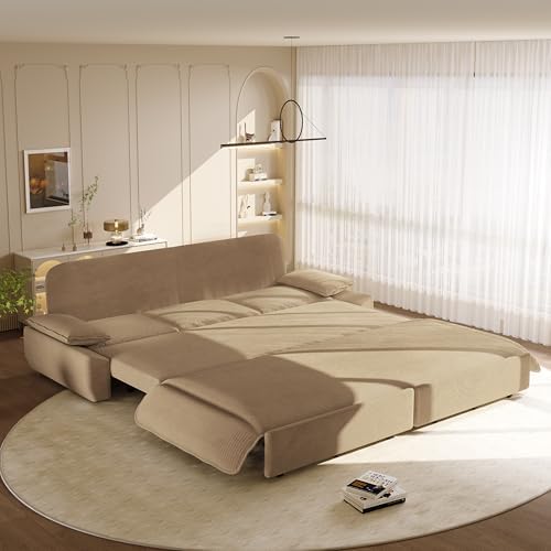 94.5" King Size Sleeper Sofa Bed, 3-in-1 Convertible Pull Out Couch by KEIKI