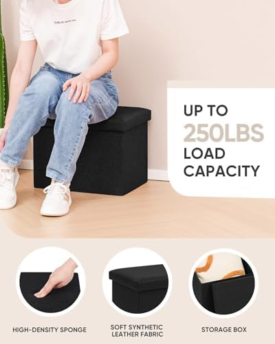 B FSOBEIIALEO Folding Storage Ottoman, 16.5" Linen Ottomans - Image 5