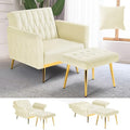 Velvet Accent Chair w/Ottoman & Adjustable Backrest by ACMEASE