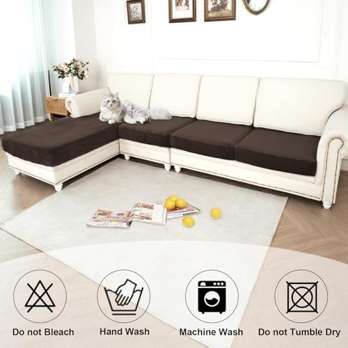 NAISI Waterproof Couch Cushion Covers Thick Velvet Fabric Washable Sofa - Image 6