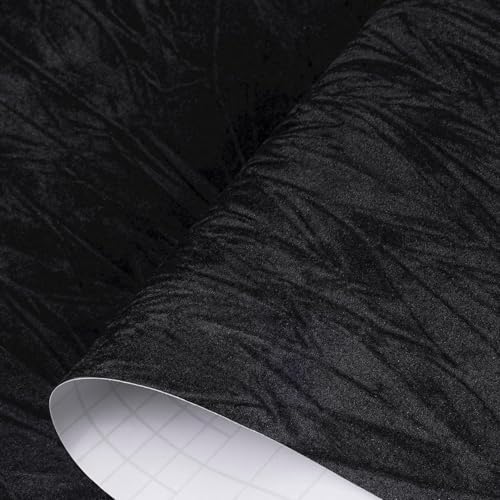 Decotalk Black Velvet Wallpaper Felt Fabric Velvet Contact Paper Peel and Stick by Decotalk