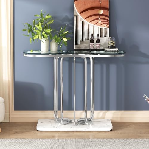 O&K FURNITURE 43" Modern Glass Console Table - Image 4