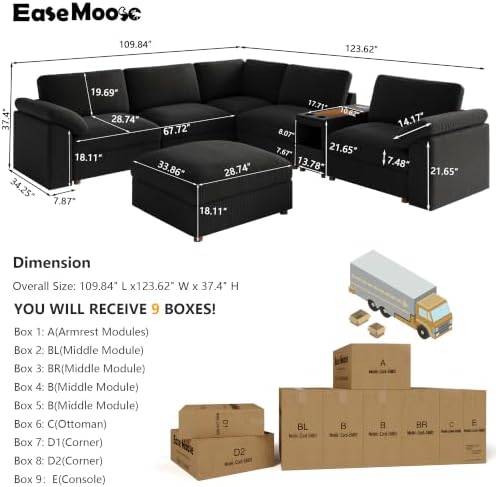 EASE MOOSE Oversized Sectional Modular Sofa, Large v Shape Sectional Couch - Image 2