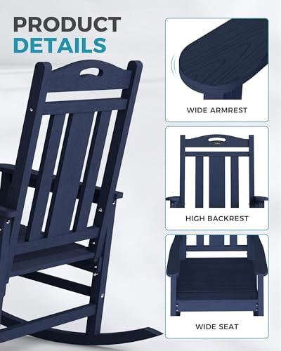 Ciokea Oversized Outdoor Rocking Chairs Set of 8, 380lbs Heavy-Duty Large Patio - Image 5