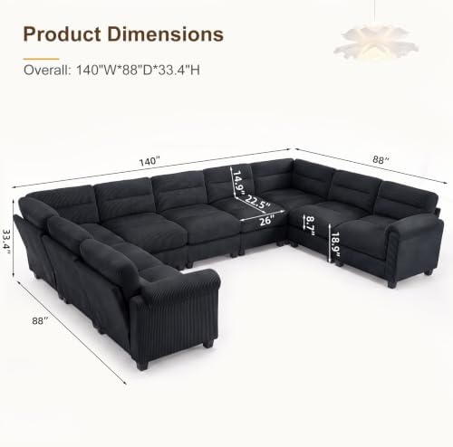 HAOMARKETS 141" Wide Modular Sectional Sofa Couch - Image 2