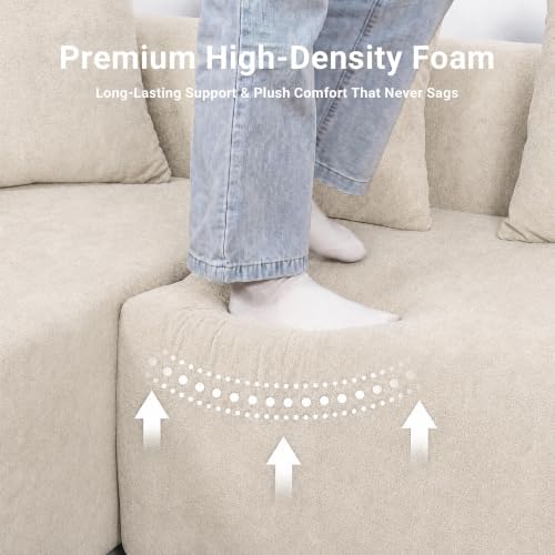 Claiks 142" Cloud Boneless Couch, U-Shaped Sectional - Image 6