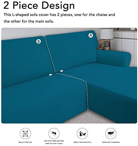 PureFit Stretch Sectional Couch Covers 2 pcs Non Slip L Shape Sofa Cover - Image 5
